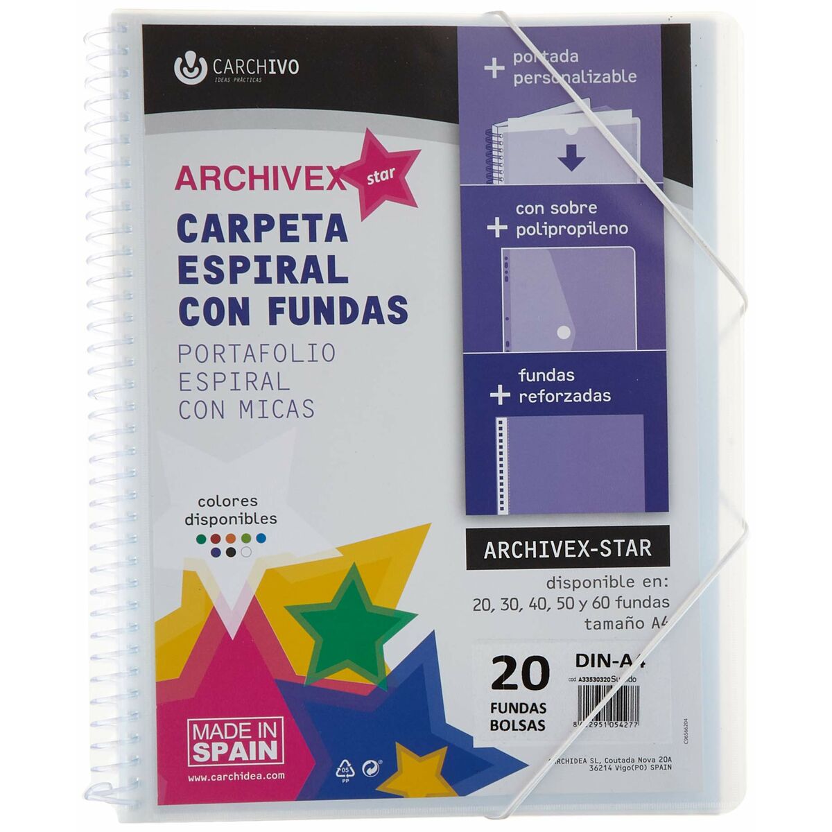 Carpeta Clasificadora Carchivo Archivex-Star 20 Fundas A4 12 Piezas  Comprati.