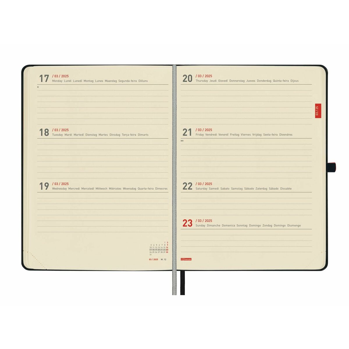 Agenda Finocam Minimal Negro A5 14 x 19 cm 2024-2025  Comprati.