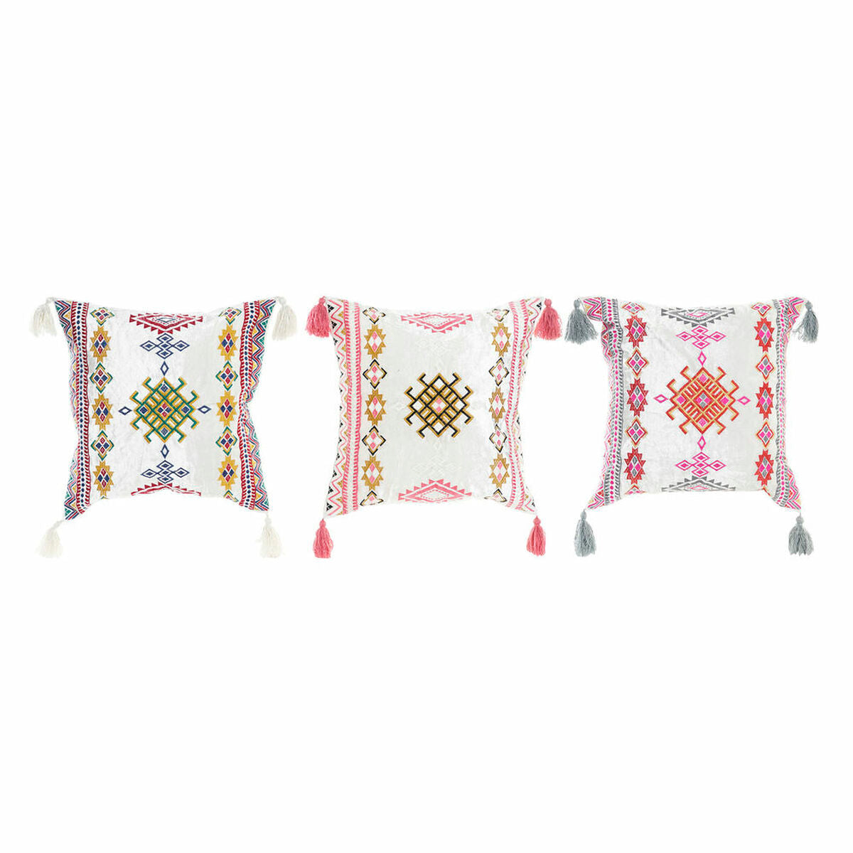 Cojín DKD Home Decor 8424001817528 Multicolor Árabe 40 x 10 x 40 cm Flecos (3 Piezas)  Comprati.