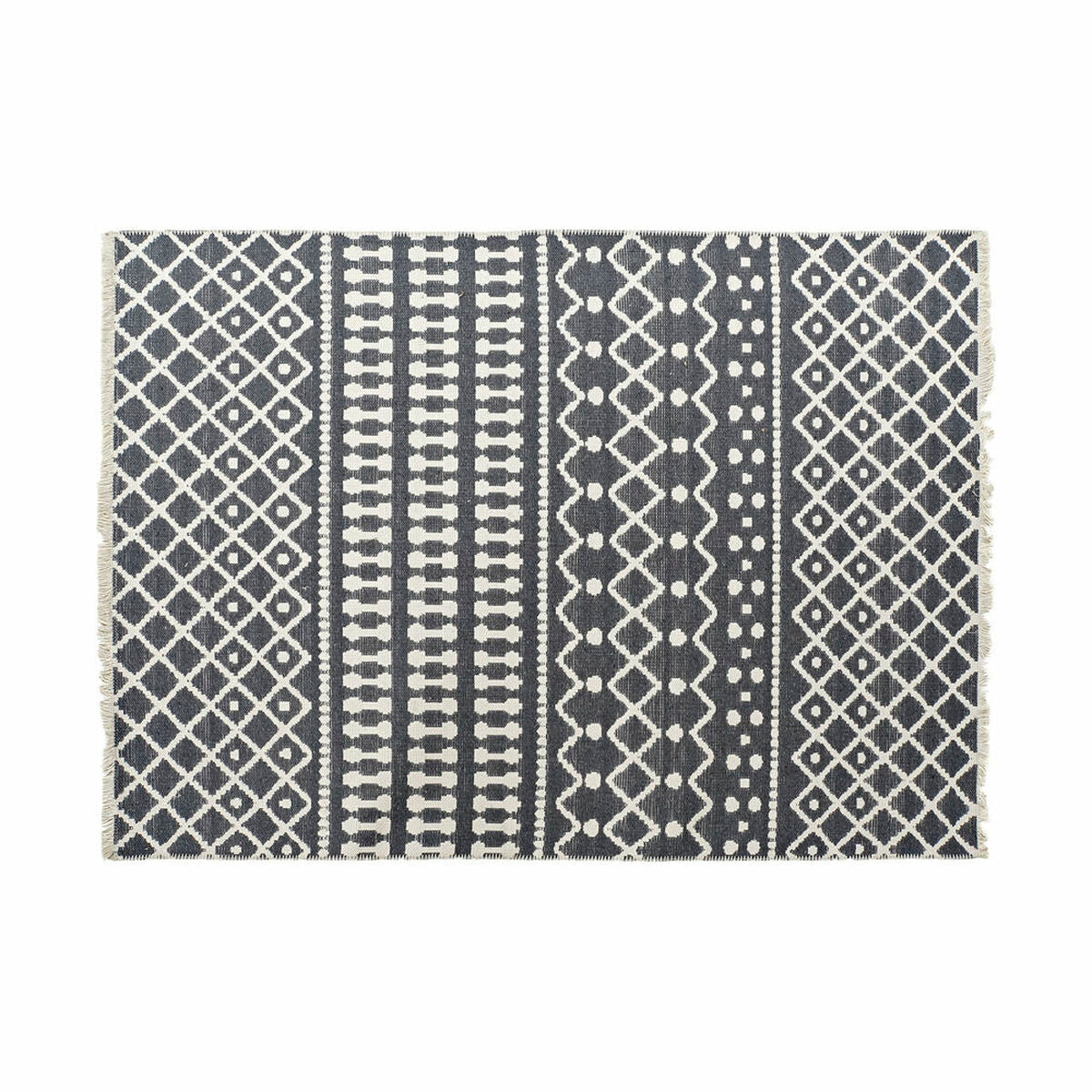 Alfombra DKD Home Decor Blanco Poliéster Algodón Gris oscuro (200 x 290 x 1 cm)  Comprati.