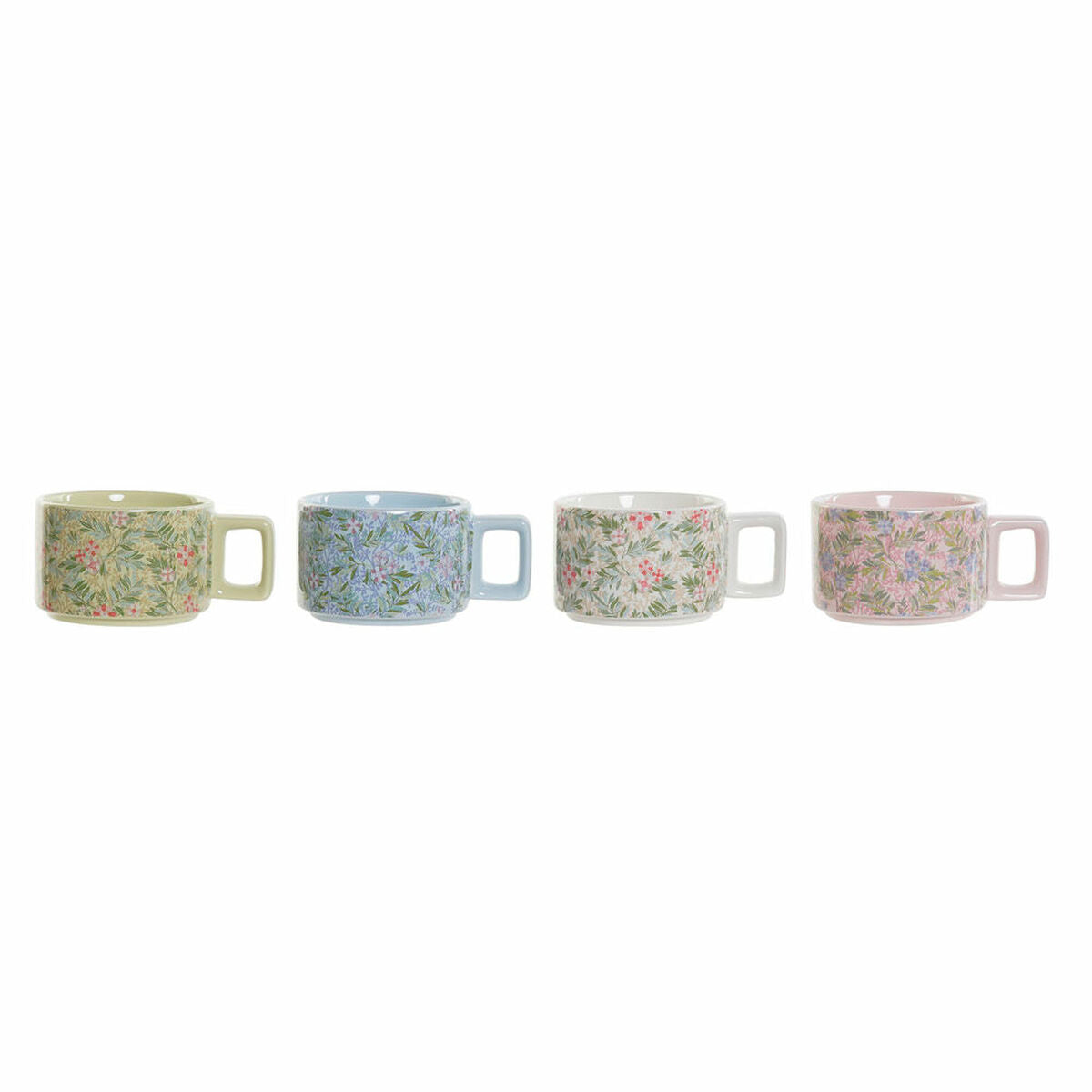 Juego de Tazas de Café DKD Home Decor Azul Verde Rosa Metal Dolomita 260 ml (4 Piezas)  Comprati.