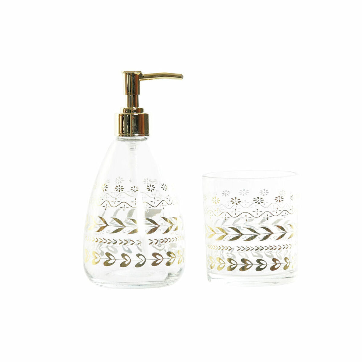 Set de Baño DKD Home Decor Dorado Cristal ABS Plástico Hoja de planta 9 x 9 x 18 cm  Comprati.