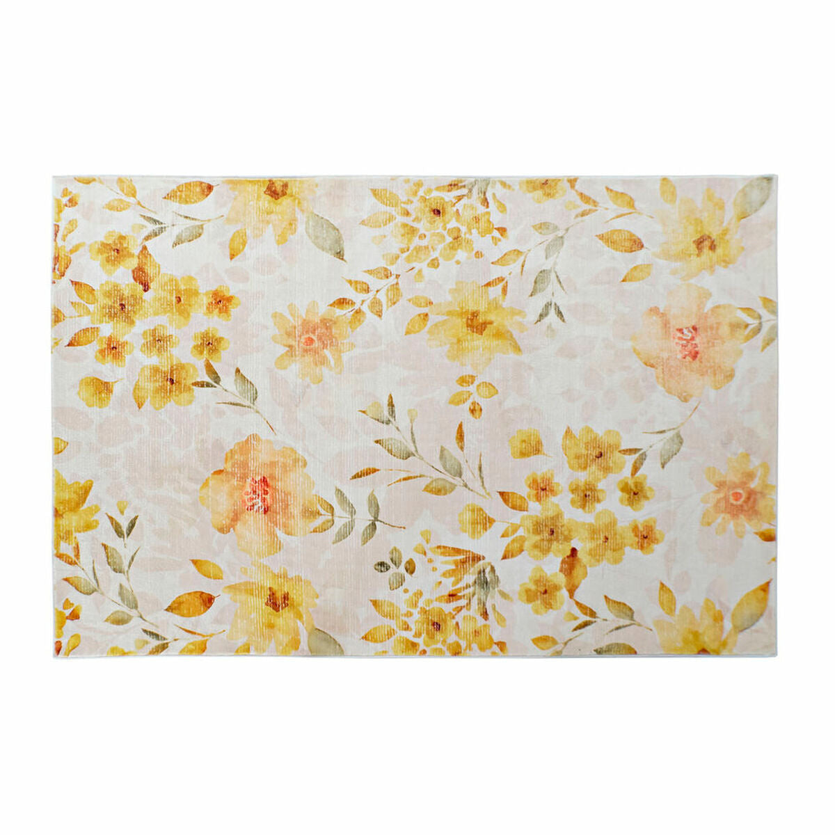 Alfombra DKD Home Decor Amarillo Blanco Poliéster Algodón Flores (120 x 180 x 0.5 cm)  Comprati.