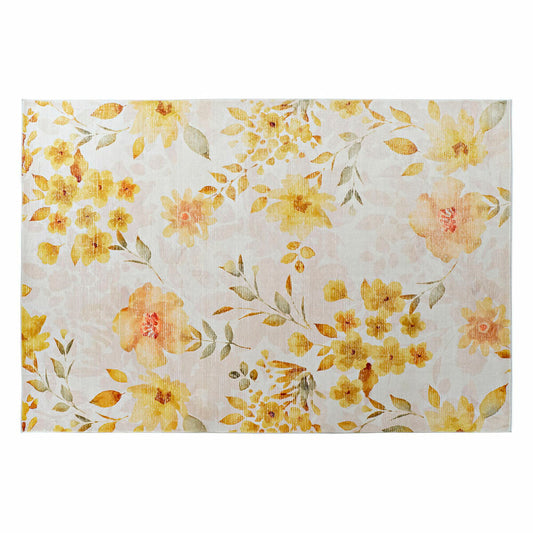 Alfombra DKD Home Decor Amarillo Blanco Poliéster Algodón Flores (200 x 290 x 0.5 cm)  Comprati.