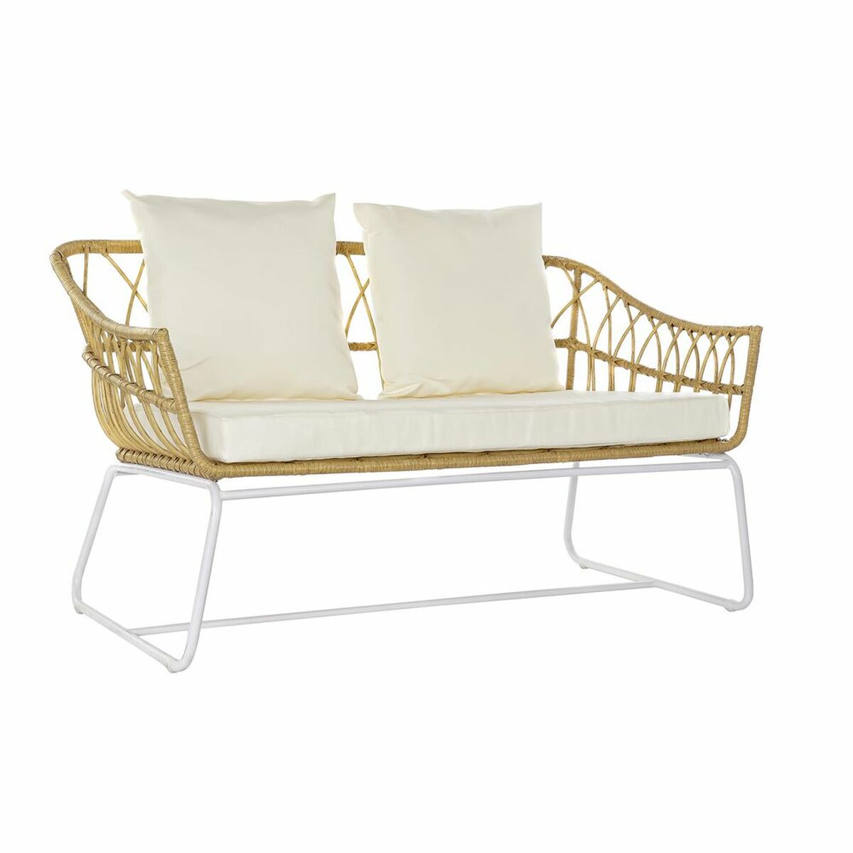 Sofá de Jardín DKD Home Decor Blanco Metal ratán sintético (132 x 58 x 80 cm)  Comprati.