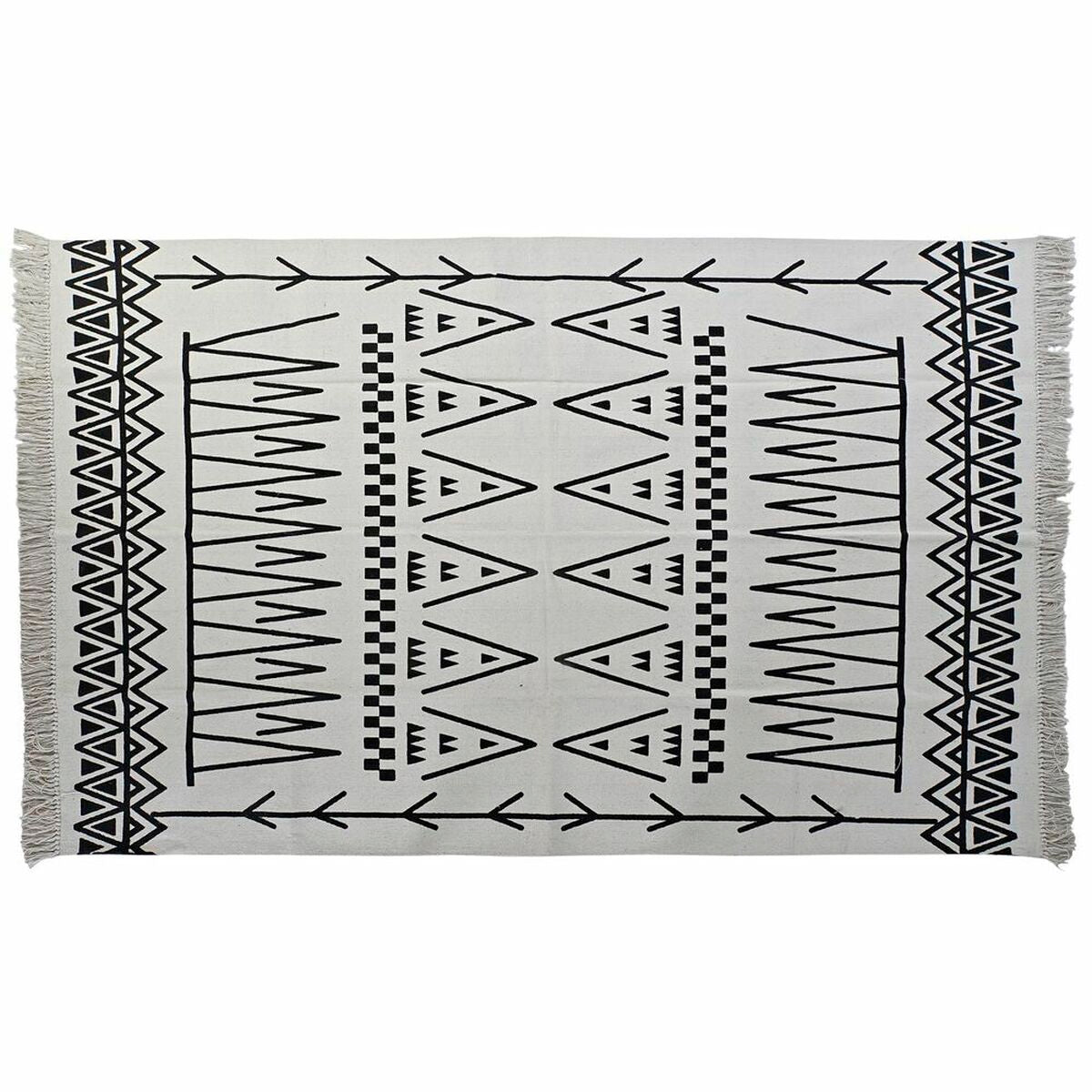 Alfombra DKD Home Decor 160 x 250 x 0,7 cm Negro Poliéster Algodón Blanco Ikat Boho  Comprati.