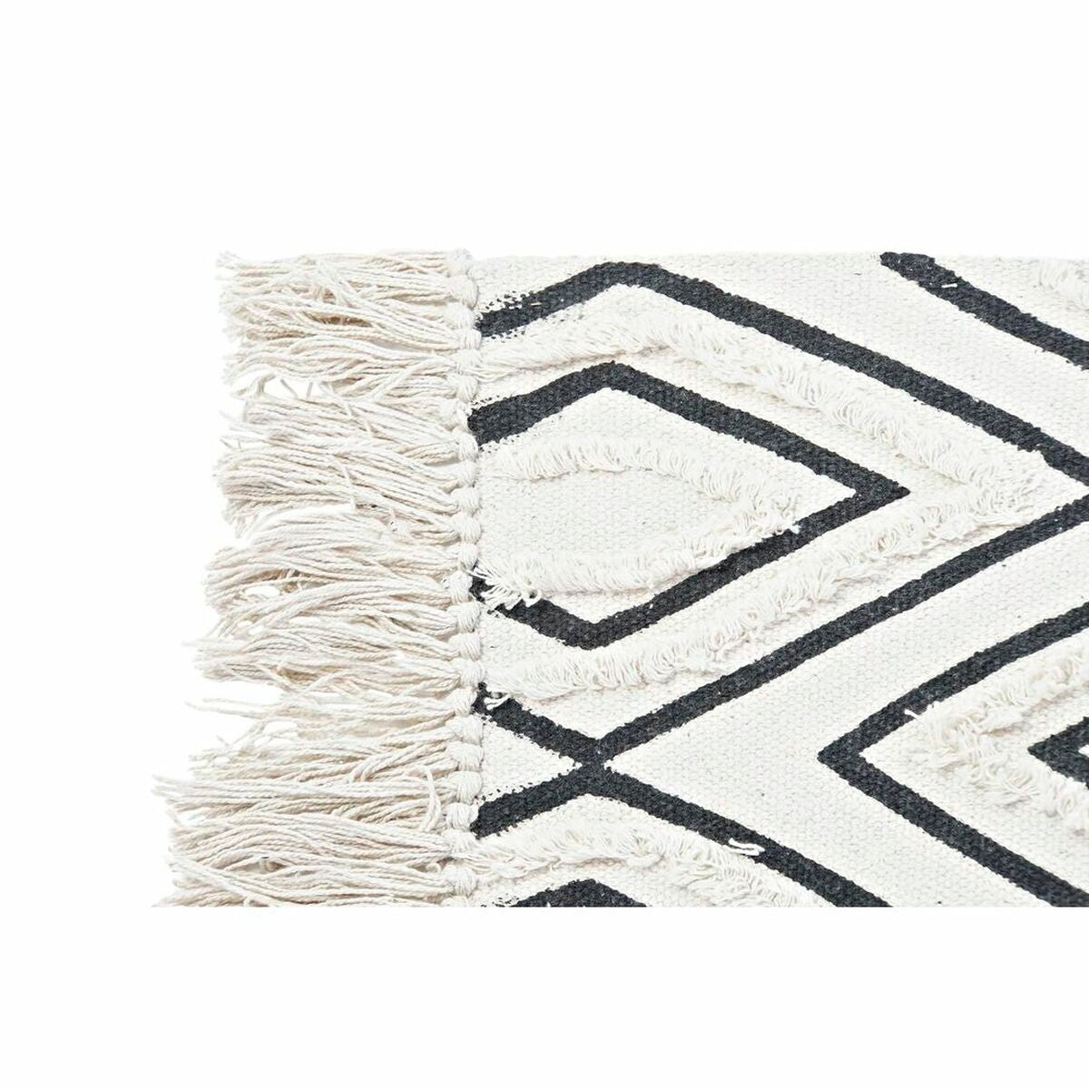 Alfombra DKD Home Decor 160 x 250 x 0,7 cm Negro Poliéster Algodón Blanco Rombos Boho  Comprati.