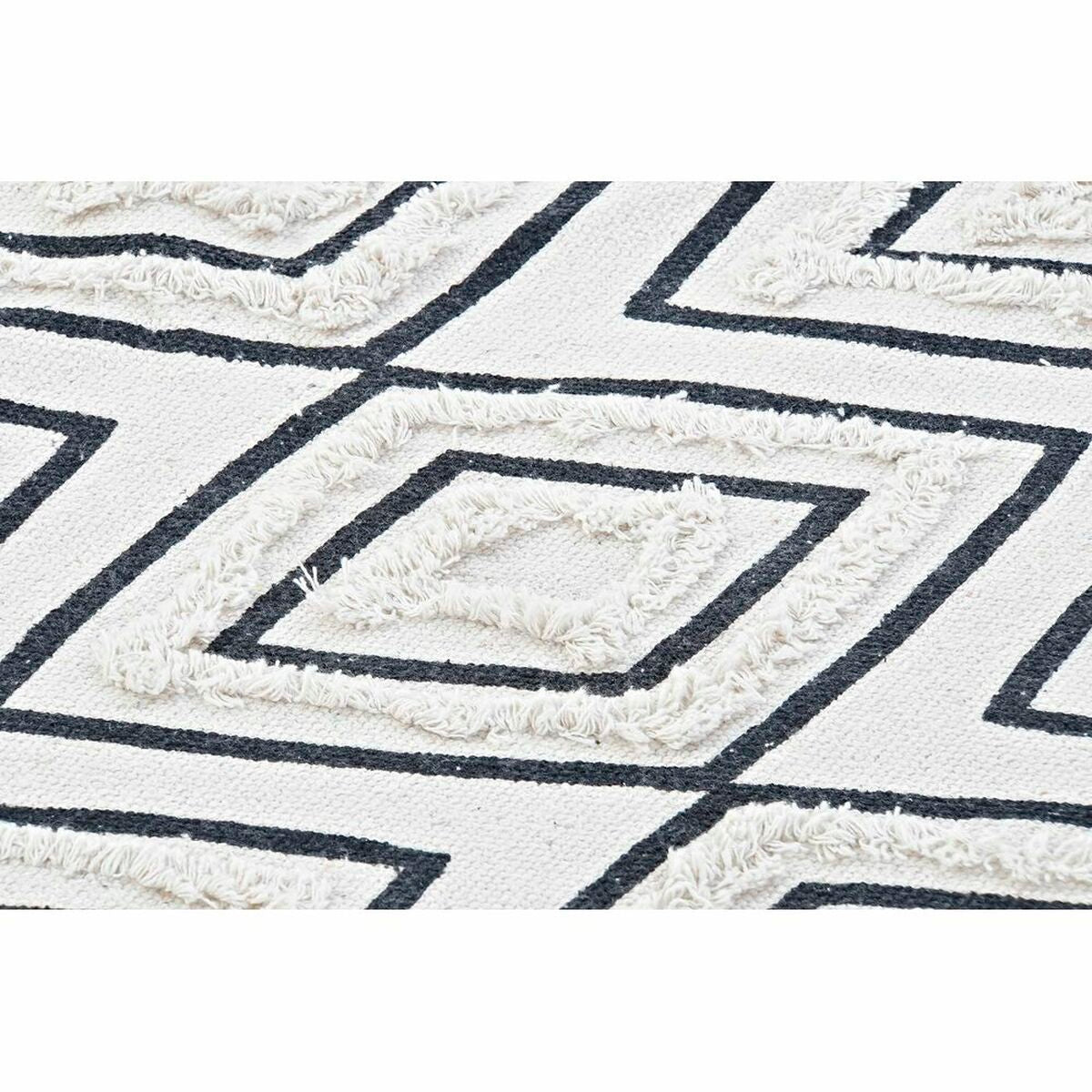 Alfombra DKD Home Decor 160 x 250 x 0,7 cm Negro Poliéster Algodón Blanco Rombos Boho  Comprati.