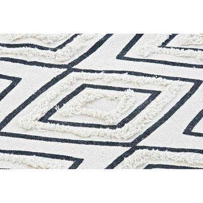 Alfombra DKD Home Decor 160 x 250 x 0,7 cm Negro Poliéster Algodón Blanco Rombos Boho  Comprati.