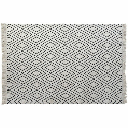 Alfombra DKD Home Decor 160 x 250 x 0,7 cm Negro Poliéster Algodón Blanco Rombos Boho  Comprati.