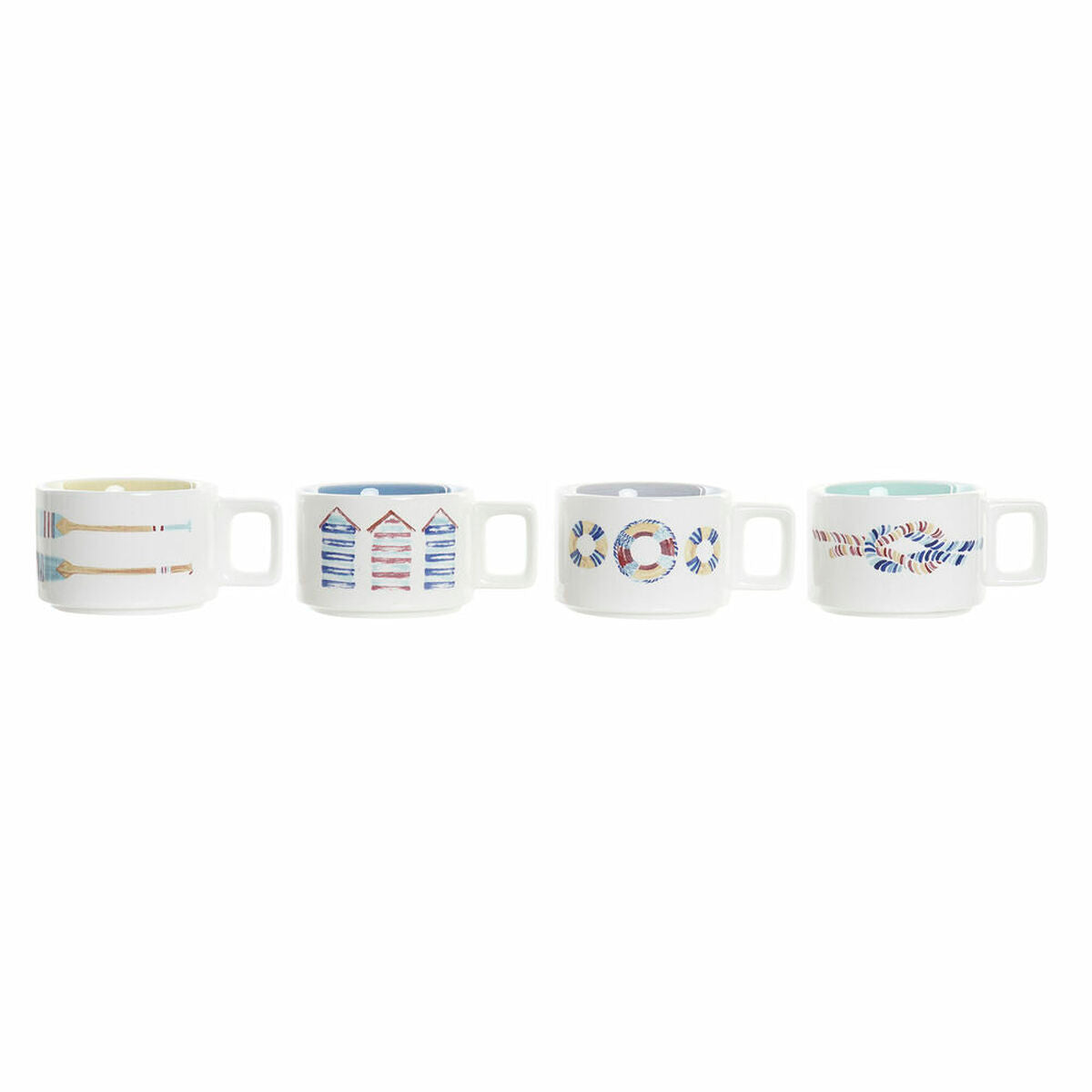 Juego de Tazas de Café DKD Home Decor Azul Multicolor Metal Dolomita 4 Piezas 260 ml  Comprati.