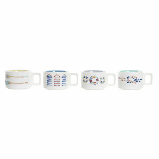 Juego de Tazas de Café DKD Home Decor Azul Multicolor Metal Dolomita 4 Piezas 260 ml  Comprati.