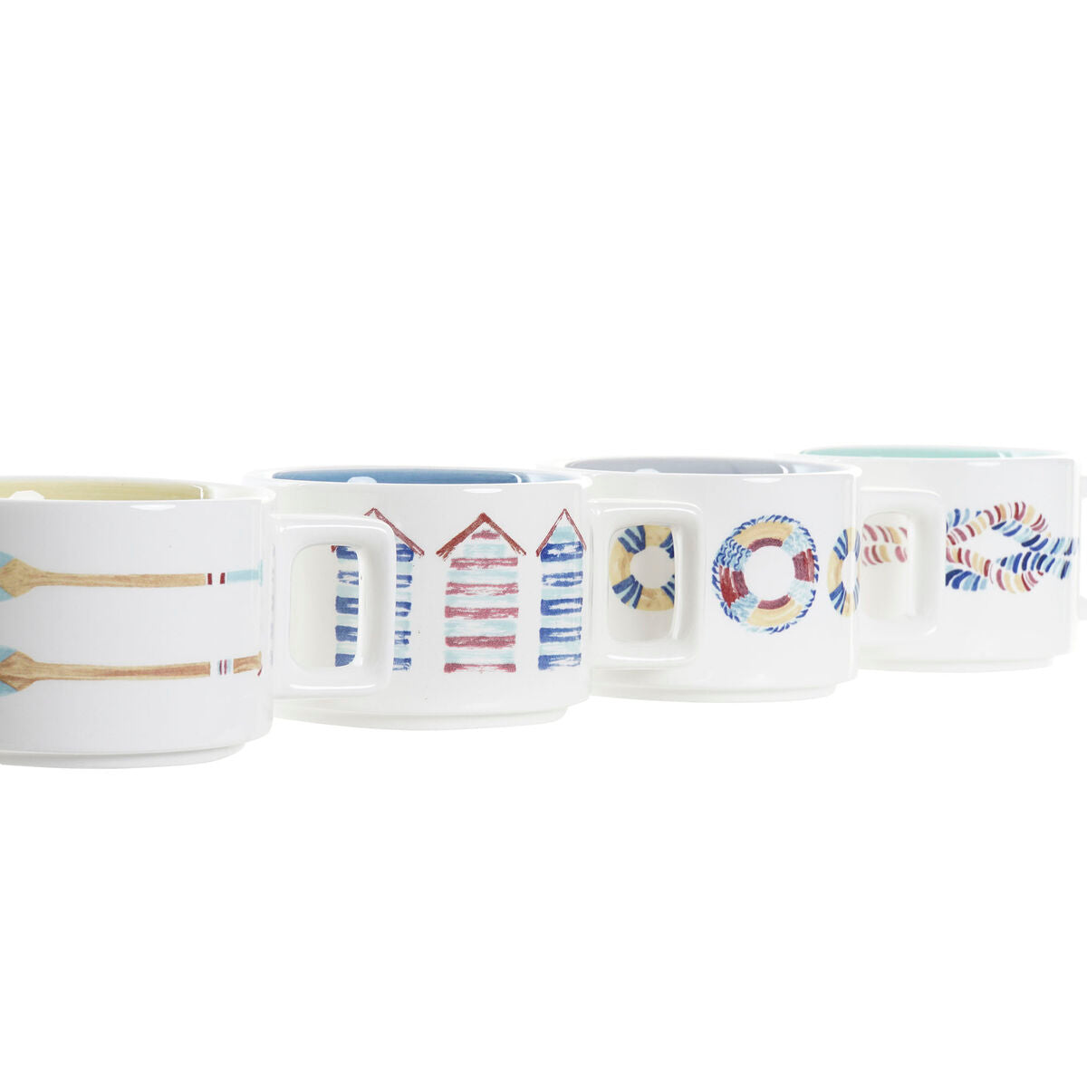 Juego de Tazas de Café DKD Home Decor Azul Multicolor Metal Dolomita 4 Piezas 260 ml  Comprati.