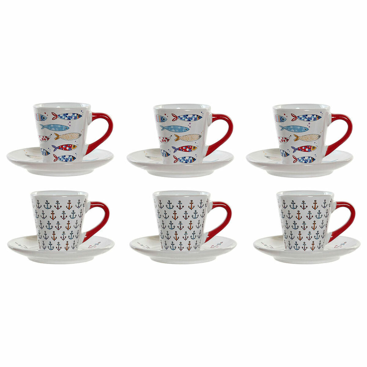 Juego de Tazas de Café DKD Home Decor Metal Multicolor Gres 130 ml  Comprati.