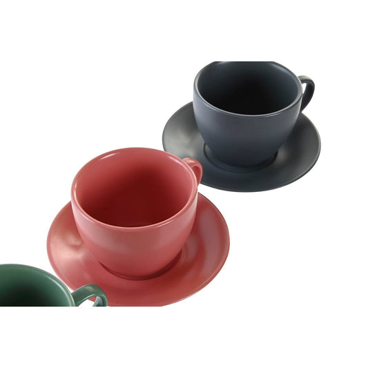 Juego de 6 Tazas con Plato DKD Home Decor Verde Rosa Gris oscuro Gres 150 ml 16 x 17 x 35 cm  Comprati.