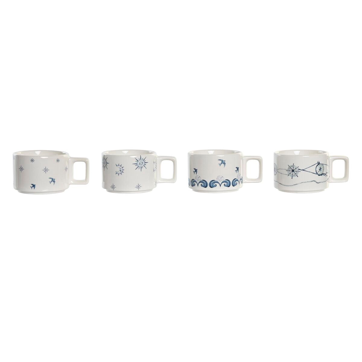 Juego de Tazas de Café DKD Home Decor Azul Blanco Metal Dolomita 260 ml 4 Piezas  Comprati.