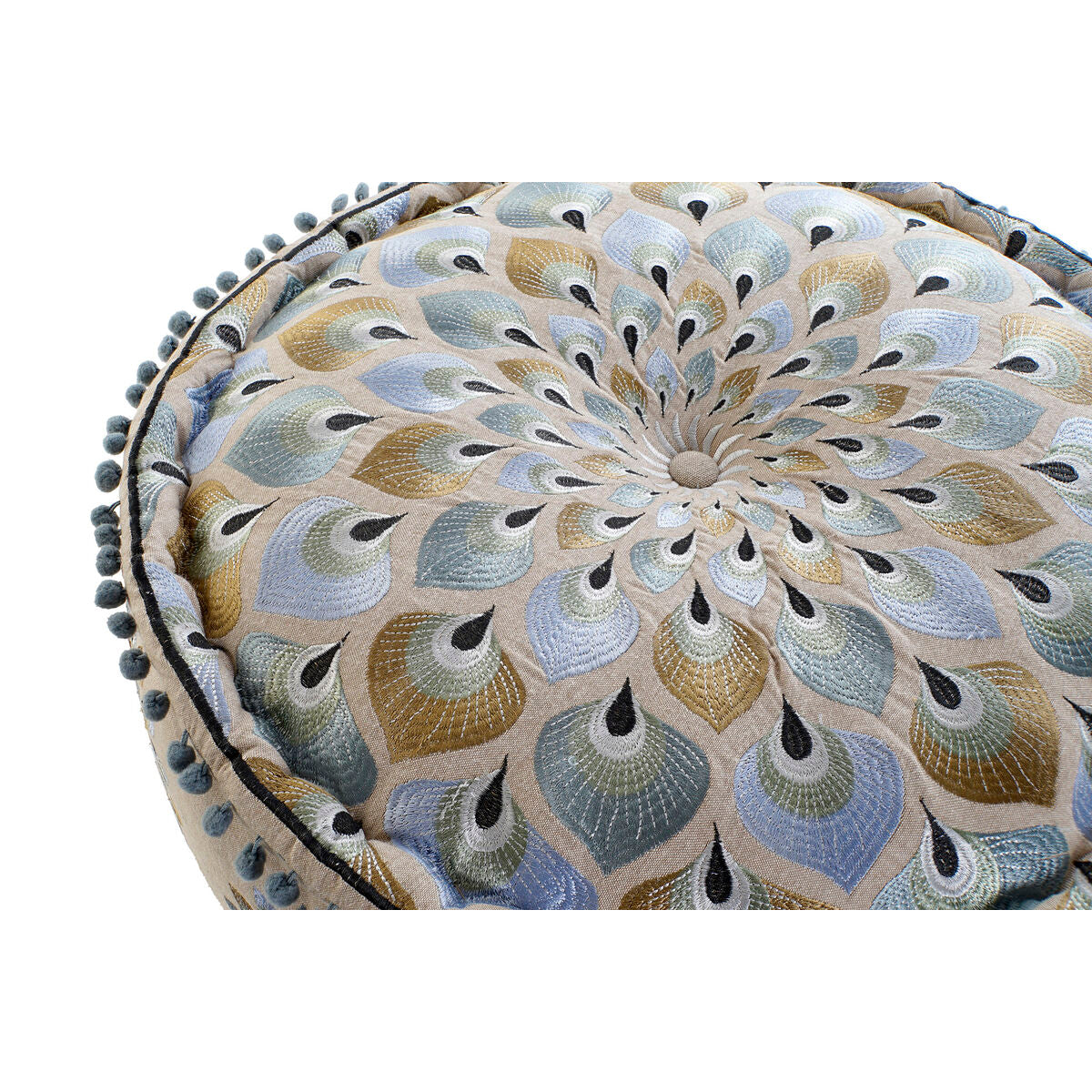 Puff DKD Home Decor Azul Beige 60 x 60 x 27 cm  Comprati.