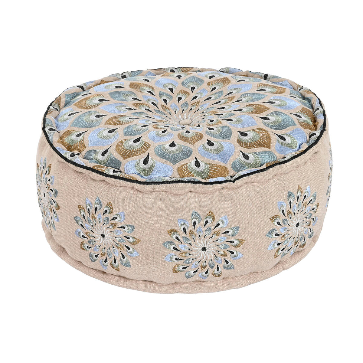 Puff DKD Home Decor Azul Beige 60 x 60 x 27 cm  Comprati.