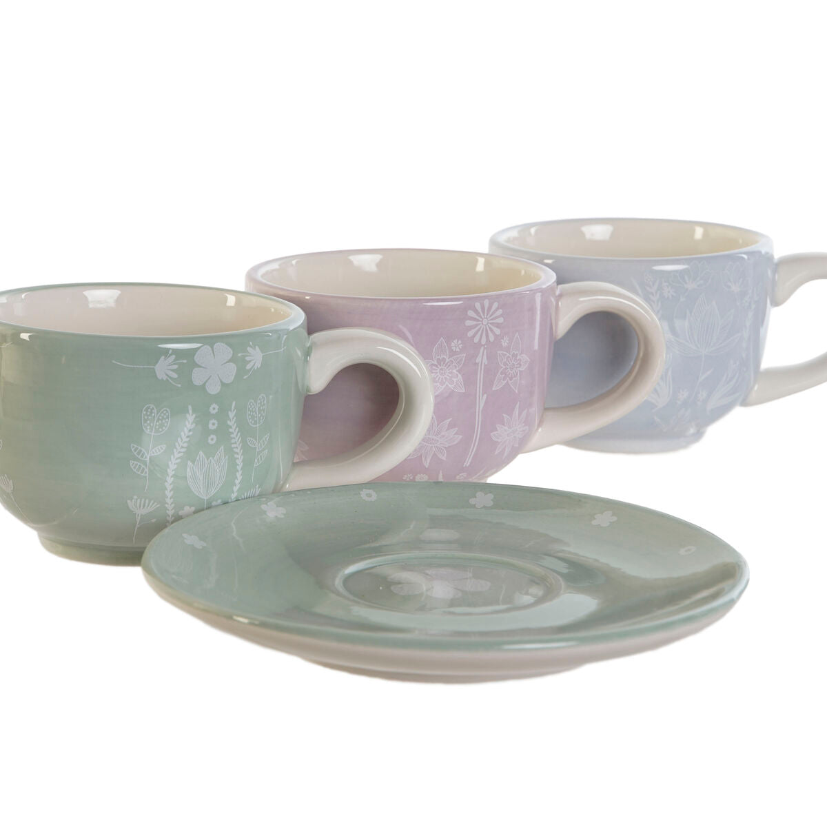 Juego de Tazas de Café DKD Home Decor Azul Blanco Verde Lila Metal Dolomita 180 ml  Comprati.