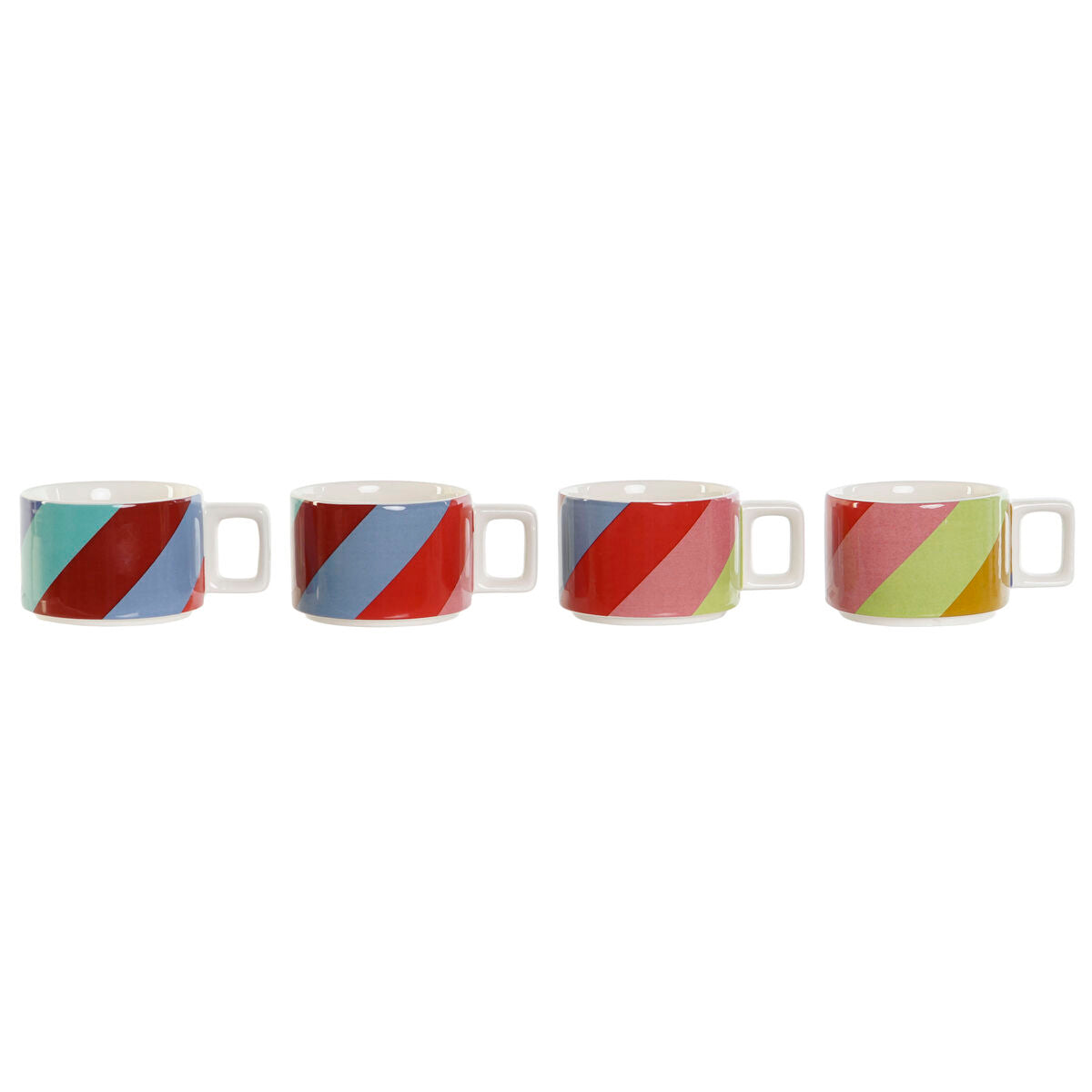 Juego de Tazas de Café DKD Home Decor Blanco Multicolor Marrón claro Metal Bambú Dolomita Moderno 260 ml  Comprati.