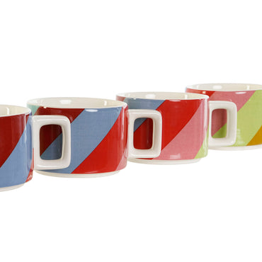 Juego de Tazas de Café DKD Home Decor Blanco Multicolor Marrón claro Metal Bambú Dolomita Moderno 260 ml  Comprati.