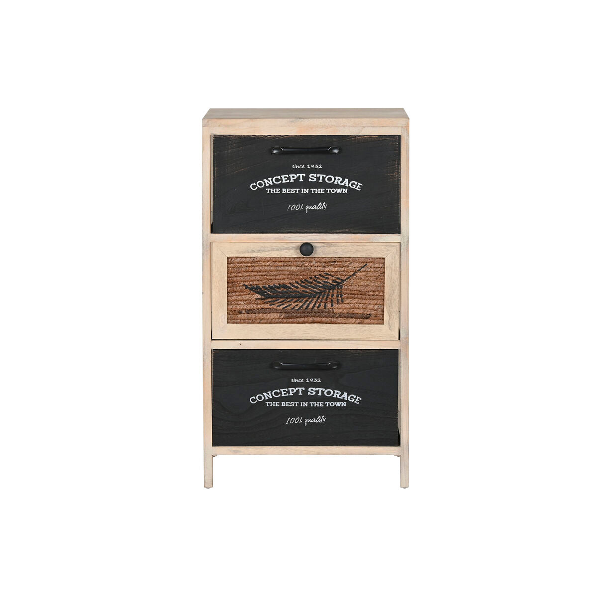 Cajonera Home ESPRIT Negro Natural Madera 40 x 30 x 73,5 cm  Comprati.