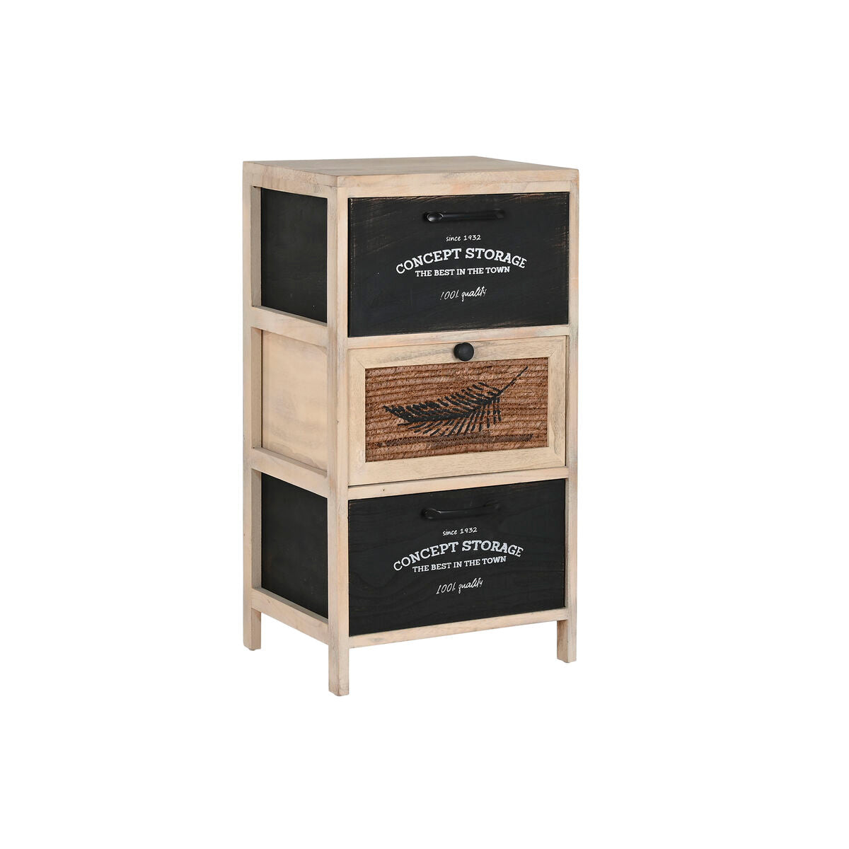 Cajonera Home ESPRIT Negro Natural Madera 40 x 30 x 73,5 cm  Comprati.