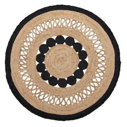 Alfombra 120 x 120 x 1 cm Natural Negro Yute  Comprati.