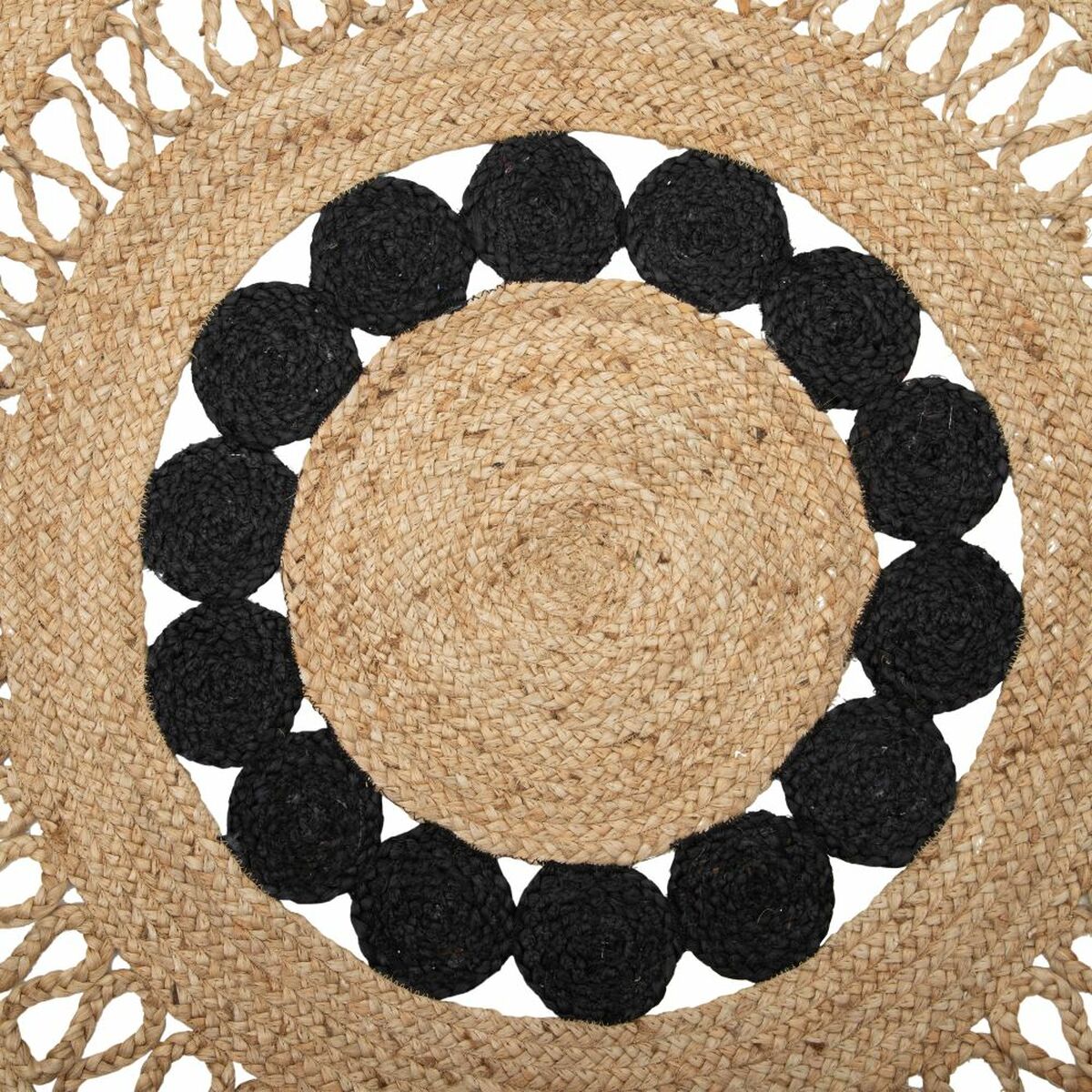 Alfombra 120 x 120 x 1 cm Natural Negro Yute  Comprati.