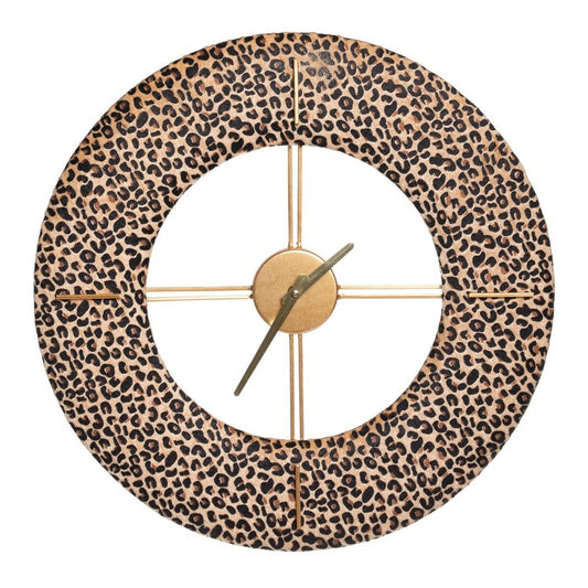 Reloj de Pared 48 x 3,5 x 48 cm Tejido Sintético Metal Leopardo  Comprati.