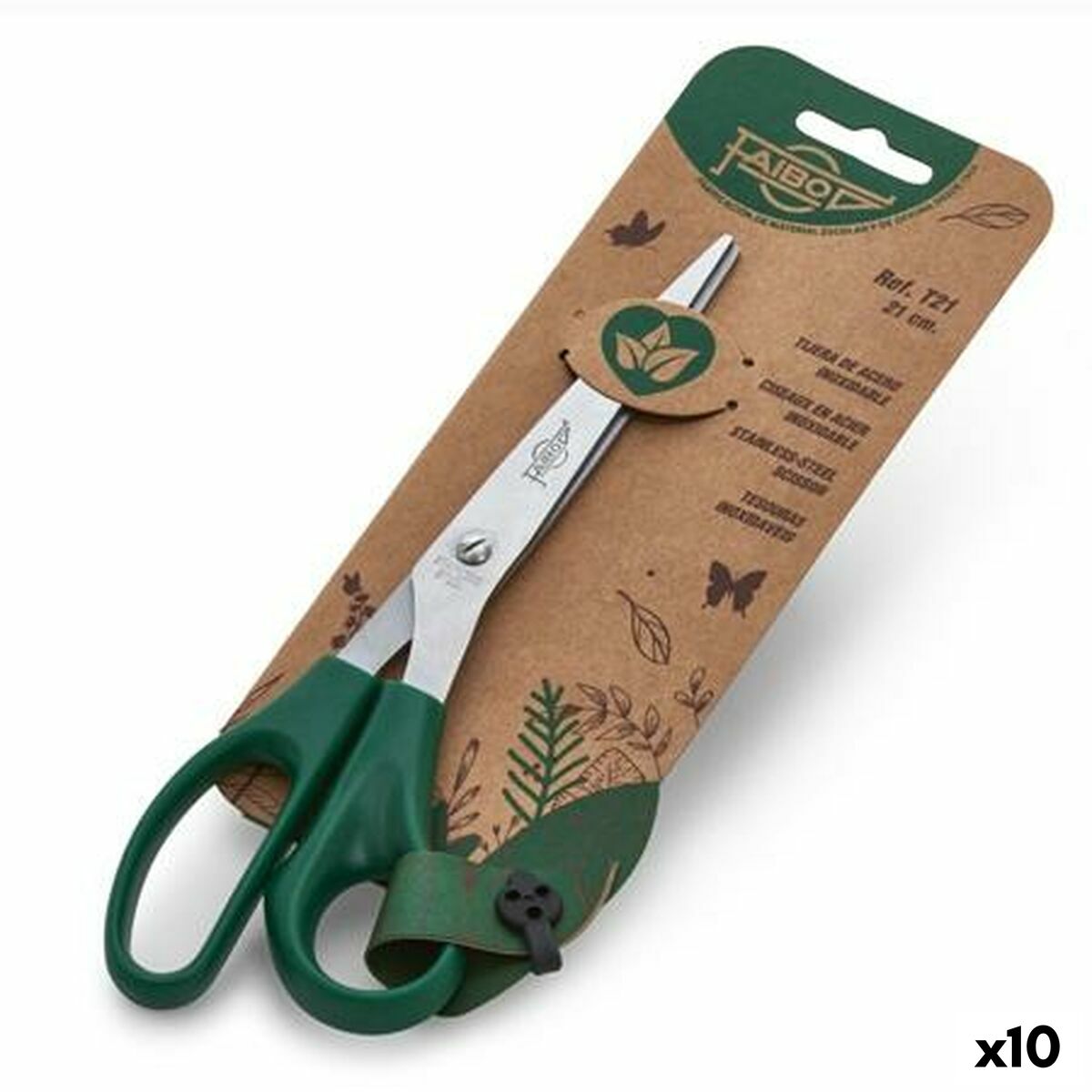 Tijeras Faibo Verde Acero Inoxidable 21 cm (10 Unidades)  Comprati.