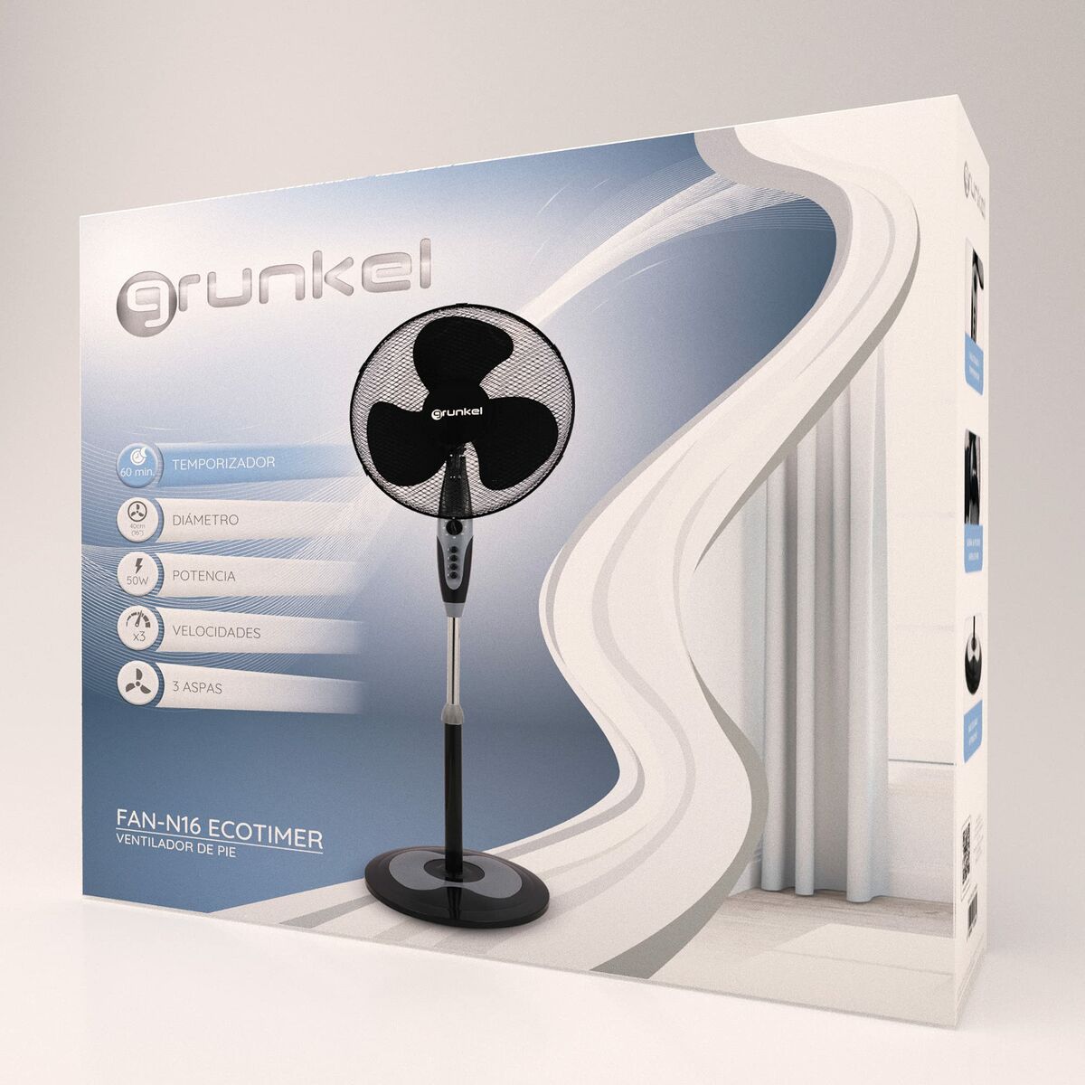 Ventilador de Pie Grunkel FAN-N16ECOTIMER Negro  Comprati.