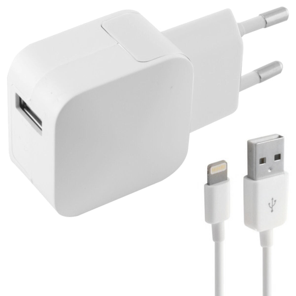 Cargador de Pared +Cable Lightning MFI KSIX Apple-compatible 2.4A USB iPhone  Comprati.