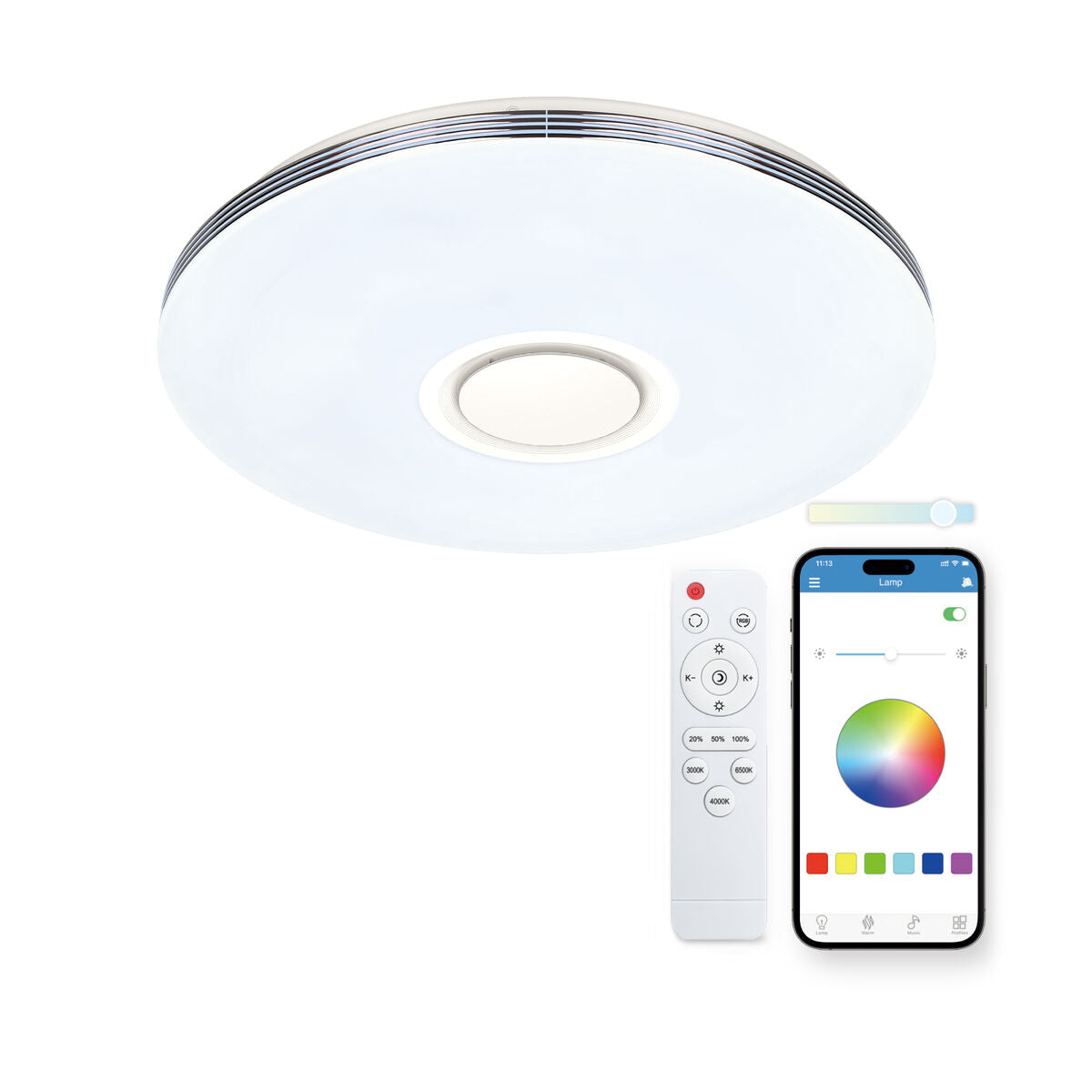 Plafón LED KSIX Aura 66,4 w 49 x 7,5 cm Blanco (3000k - 6500k)  Comprati.