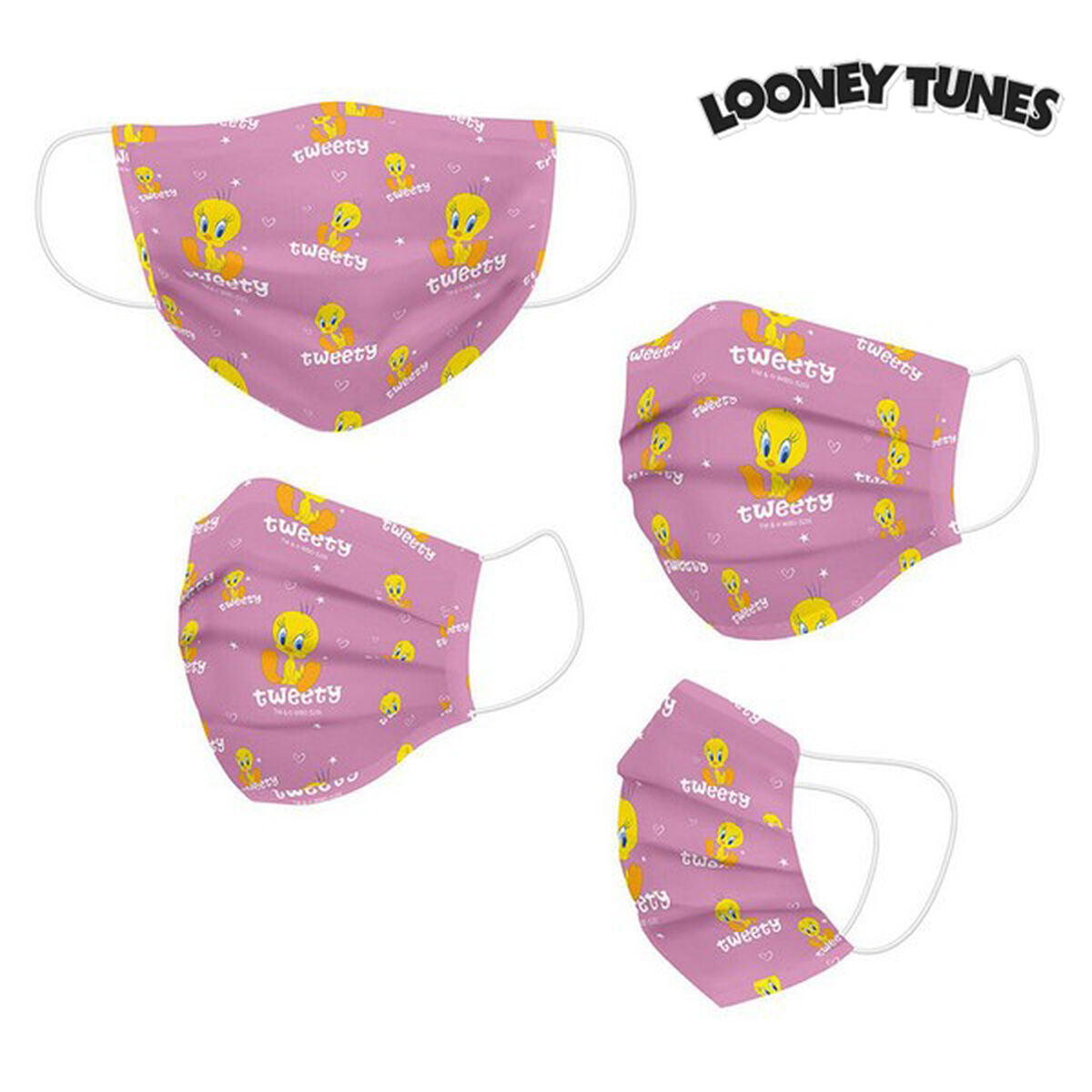 Mascarilla Higiénica de Tela Reutilizable Looney Tunes Infantil Rosa  Comprati.