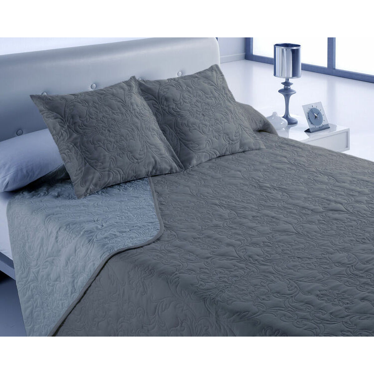 Colcha Hosteline VEGAS Gris Perla Cama de 180 (3 Piezas)  Comprati.