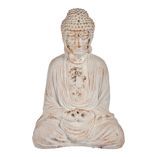 Figura Decorativa para Jardín Buda 22,5 x 40,5 x 27 cm Dorado Blanco Poliresina  Comprati.