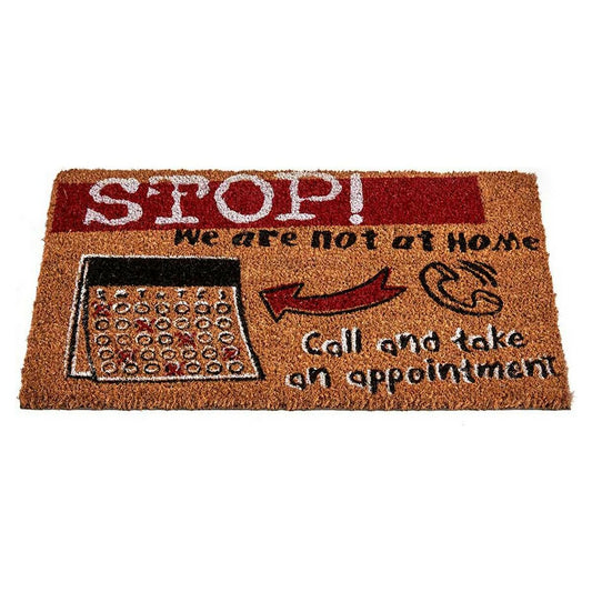 Felpudo Stop Rojo Marrón Natural Negro 40 x 1,5 x 60 cm Fibra de coco  Comprati.