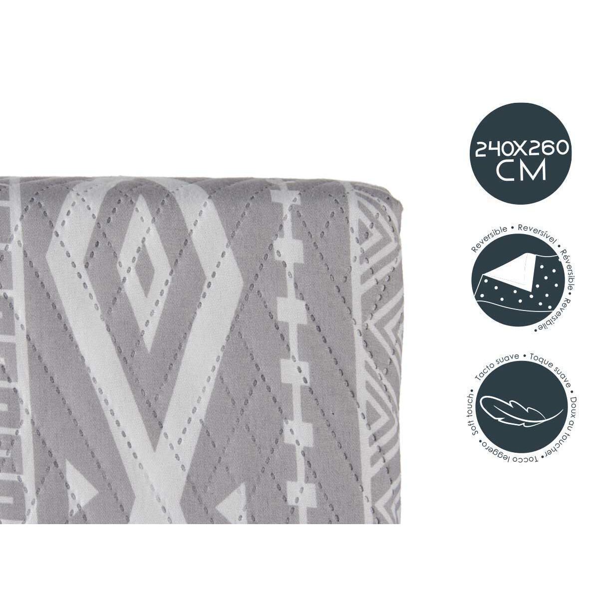 Colcha Reversible Gris Blanco  Comprati.