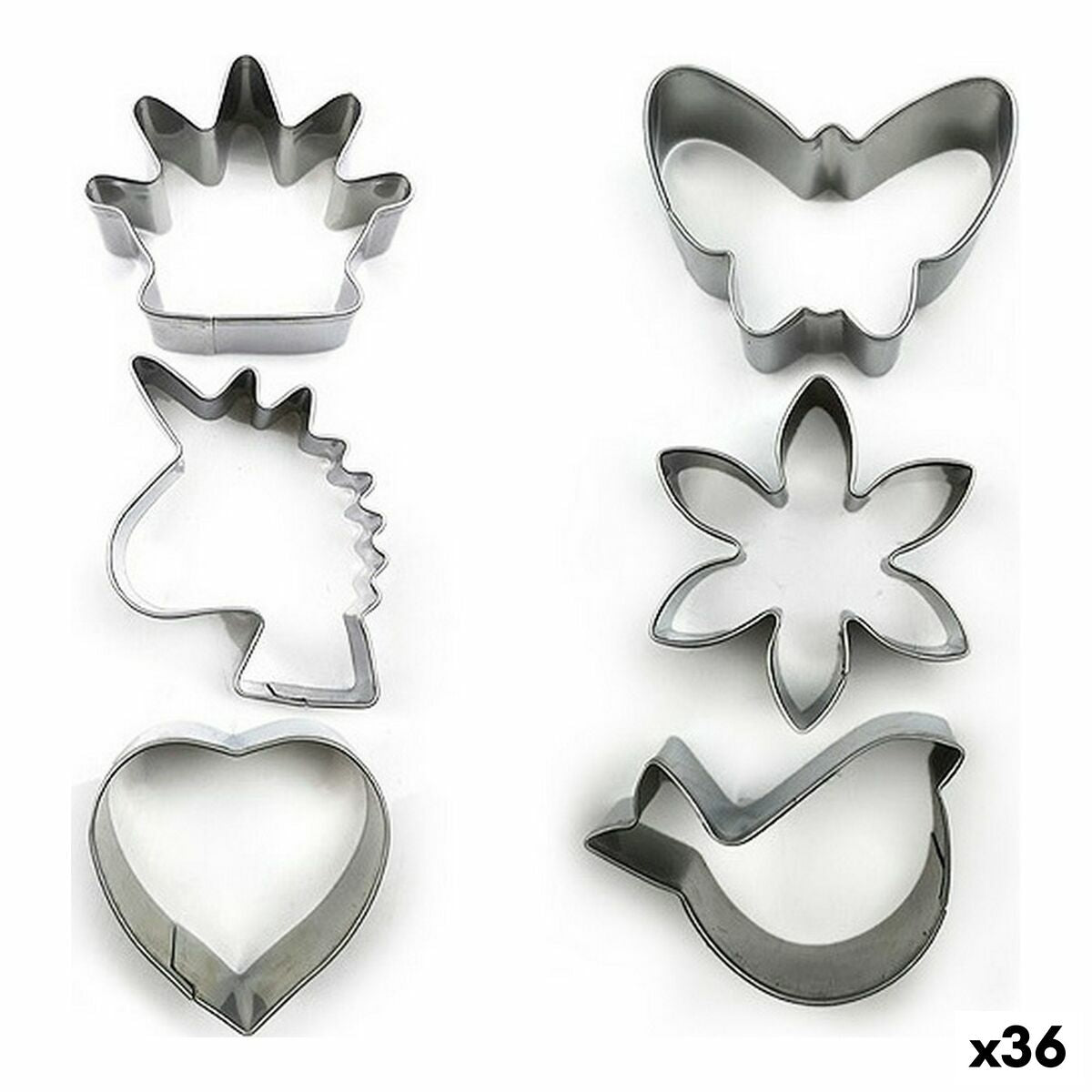 Set de Moldes de Repostería Formas Acero Inoxidable Plateado 3 Piezas (36 Unidades) (3 pcs)  Comprati.