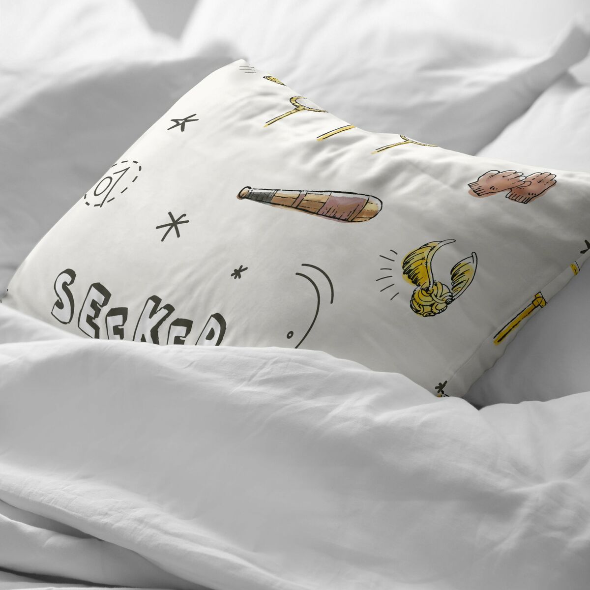 Funda de almohada Harry Potter Quidditch Child Multicolor 175 Hilos 50x80cm  Comprati.