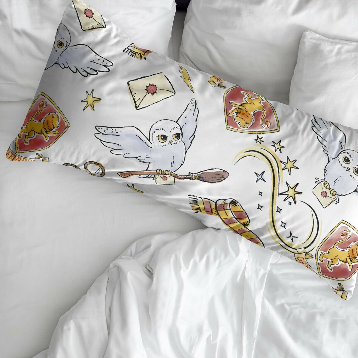 Funda de almohada Harry Potter Hedwig Multicolor 175 Hilos 45 x 125 cm  Comprati.