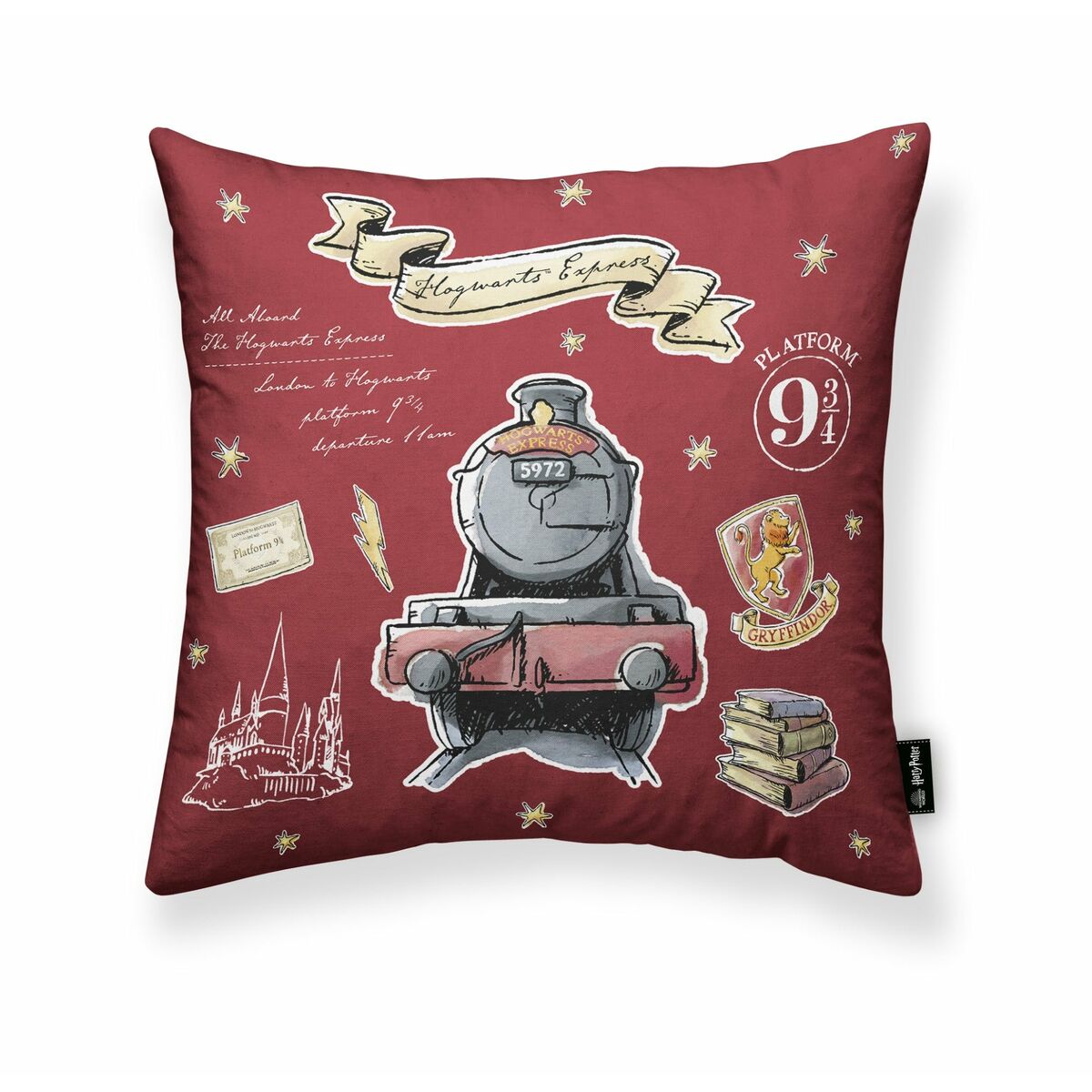 Funda de cojín Harry Potter Hogwarts Express Burdeos 50 x 50 cm  Comprati.