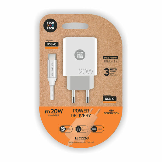 Cargador de Pared + Cable USB-C Tech One Tech TEC2263  Comprati.