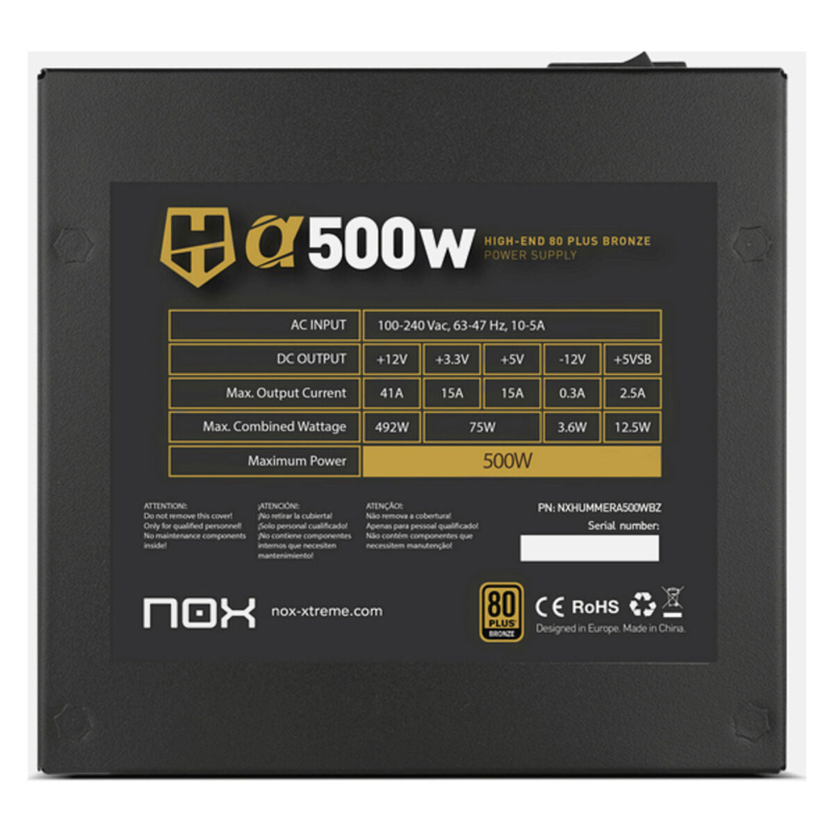 Fuente de Alimentación NOX NXHUMMERA500WBZ 500W Negro 500 W  Comprati.