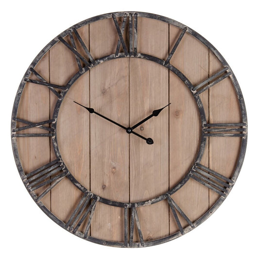 Reloj de Pared Natural Negro 60 x 4 x 60 cm DMF  Comprati.