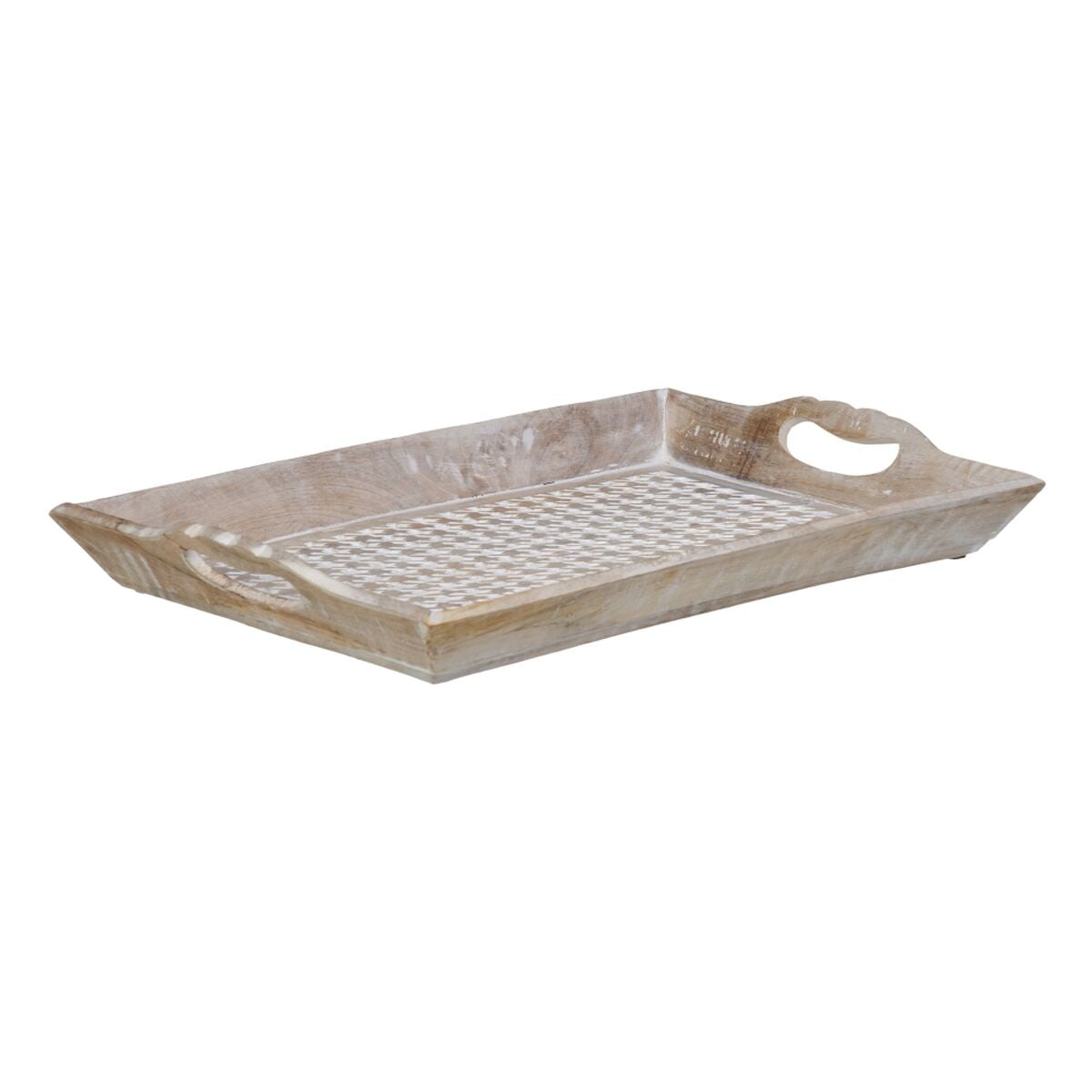 Bandeja de Aperitivos 52,5 x 35 x 6 cm Blanco Madera de mango (2 Unidades)  Comprati.