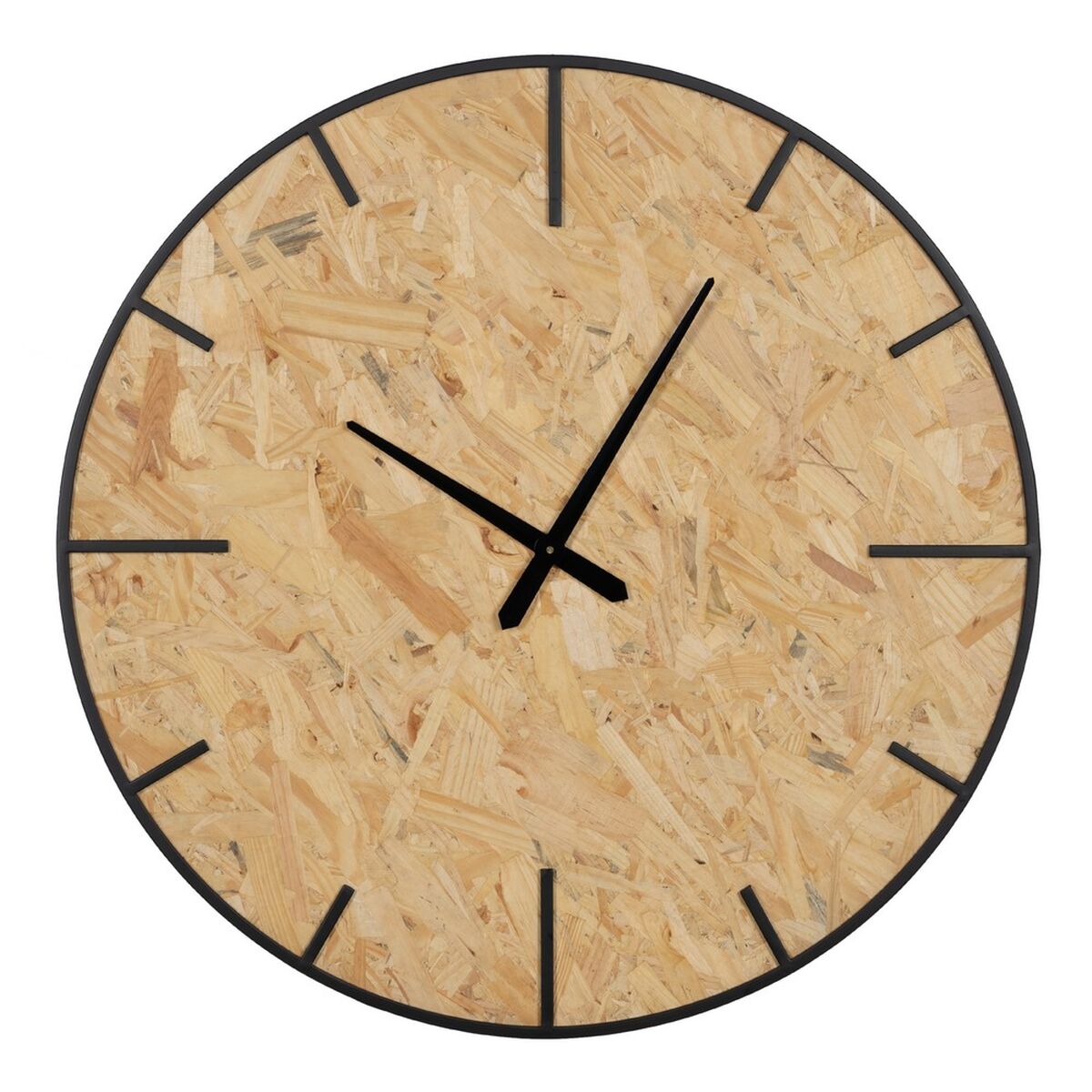 Reloj de Pared Negro Natural PVC Hierro Madera MDF 80 x 4,5 x 80 cm  Comprati.