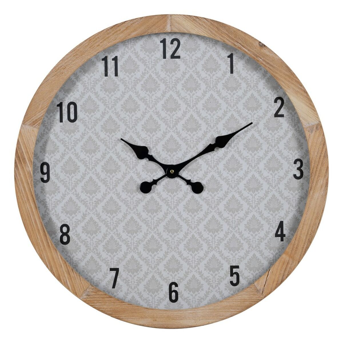 Reloj de Pared Blanco Natural Madera Cristal 60 x 60 x 6,5 cm  Comprati.