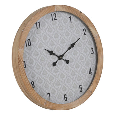 Reloj de Pared Blanco Natural Madera Cristal 60 x 60 x 6,5 cm  Comprati.